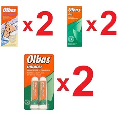 [영국직배송] 올바스 3종세트 - 올바스 오일 12ml x 2 + 올바스 칠드런 12ml x 2 + 올바스 인헤일러 트윈팩 x 2 Olbas Inhalant Decongestant