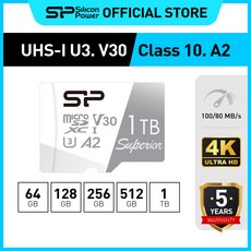 실리콘파워 Silicon Power 마이크로 SD Superior MicroSDXC UHS-I V30 4K Pro Res 고프로 블랙박스, 1TB