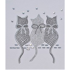 핫픽스 모티브 의류리폼 옷리폼 스톤 큐빅 부자재 의류DIY - 담장위 고양이 3마리, 3개