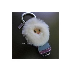 180359 코치 Eskimo Key Fob 92796 Fur 가죽 Purse 참 키체인 키링