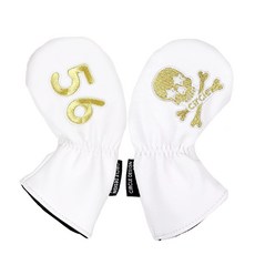 써클디자인 스타 스컬 골프 채 아이언 웨지 헤드 양말 1P 낱개 커버, 화이트