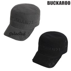 버커루 [2021신상특가전] [BUCKAROO JEANS] 공용 빈티지 워싱 레터링 반디컷 포인트 디테일 군모 2컬러