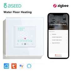 BSEED 지그비 터치 스크린 온도 조절기 전기 바닥 난방용 물 보일러 리모컨 구글 홈 알렉사, [05] LED White Water, 1개, 09 LED White Water