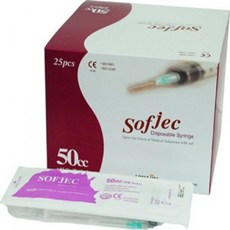 화진 일회용주사기 50ccl 18Gx1-1/2inch 25개입., 1박스