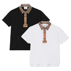  [차차부티크/오늘출발] 23SS BURBERRY 키즈 빈티지 체크 코튼 PK 폴로 반팔 셔츠 화이트 14세 남아용 8051774 