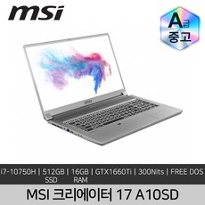 MSI 크리에이터 17 A10SD i7-10750H 16GB SSD 512GB GTX1660TI FreeDos 기업렌탈제품