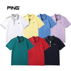 핑 PING 남성 라인 포인트 레터링 카라 티셔츠 11202TO901