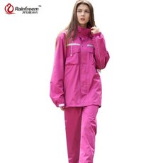  금당 Rainfreem 불 침투성 비옷 여성/남성 후드 레인 판초 방수 재킷 바지 정장 오토바이, 02 Hood Rose Red_07 4XL 