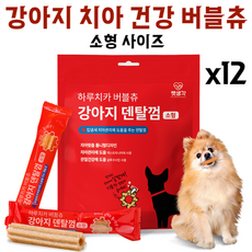 펫생각 하루치카 소형 버블츄 강아지 덴탈 껌 톱니형 치아관리, 12개 - 강아지간식