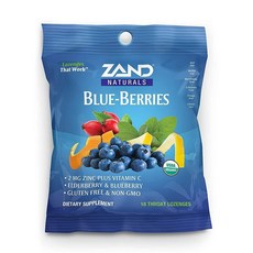 Zand 유기농 블루베리 HerbaLozenge 기침 드롭 진정 면역 지원을 위한 아연 엘더베리 및 허브 (캔디 18개), 1개