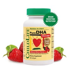 ChildLife 퓨어 DHA 내추럴 베리 맛 츄어블 소프트 젤 캡, 90정, 3개