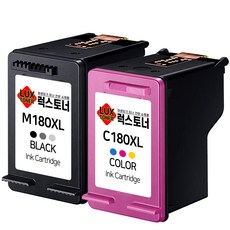 삼성 3배 대용량 INK-M180 INK-C180 SL-J1660 SL-J1770FW 프린터 호환 잉크, 1개, 검정+컬러 1세트