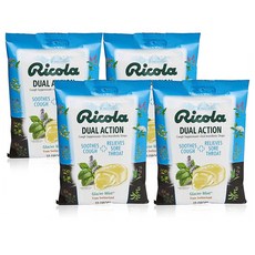 리콜라 듀얼 액션 빙하 민트 허브 커프 드롭 목캔디 19알 4봉 Ricola Dual Action Glacier Mint Herbal Cough Suppressant, 19개입 4팩