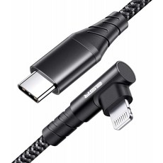 ESR USB-C to Lightning Cable [3.3 ft] [MFi-인증] 모바일 게임을 위한 엘보우형 나일론-브레이드 케이블 iPhone 12/Pro/SE/, 단일옵션, 단일옵션