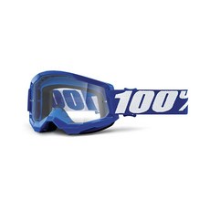100% Strata 2 모토크로스 & 산악자전거 고글 - MX 및 MTB 레이싱 보호안경(마세고 - 투명 렌즈), Blue - Clear Lens, One Size
