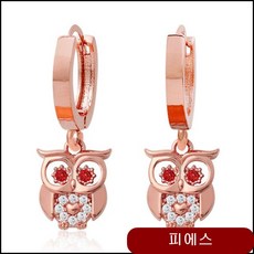 14K 로즈골드 큐트하트 아울 귀걸이 gold-pin RS417 로즈골드귀걸이 gbmz