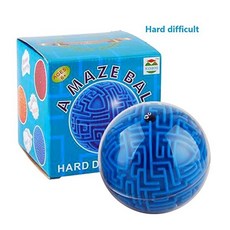 WANBOSI Mini 3D Magic Maze Puzzle Ball Cube Hard Challenging Labyrinth Brain Teaser Puzzle Game Thre, Blue