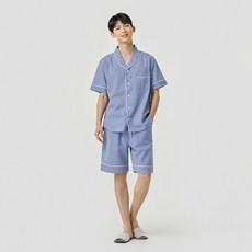JAJU자주 남여 BETTER_코튼 시어서커 미니체크 5부 파자마 세트 7종택1