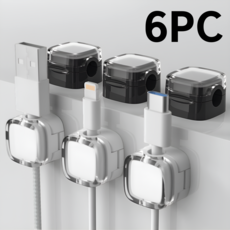 바라츠 마그네틱 케이블 홀더 usb 선정리 홀더 6개, 흰3검3*1세트