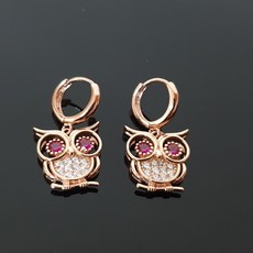 순금루비부엉이귀걸이