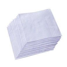 RICO COTTON Mens Pure White 100% Cotton Handkerchief 남성용 명품손수건 퓨어 화이트