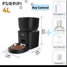 애견 FURPIPI 키 컨트롤 자동 고양이 피더 제조 사용자 친화적 시간 설정 4L 8L, 4) 4L Key control Black