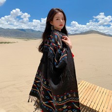 초원 몽골판초 대형 어깨 숄 망토 레이어드 패션 담요 루즈핏 가디건 머플러 여행 캠핑