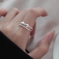 구미호 리본 두겹 사이즈 조절 실버 925 은 반지