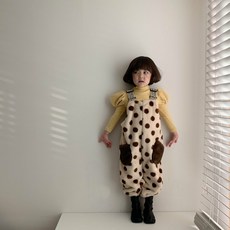 (시닝시닝)유아멜빵 어린이멜빵 겨울유아복 도트멜빵바지(2-10y)