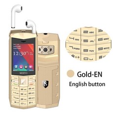 원래 서보 R26 2.4 휴대 전화 TWS 5.0 블루투스 무선 헤드폰 3000mAh 전원 은행 GSM GPRS 2 SIM 카드 핸드폰, 표준, 골드 영어 버튼