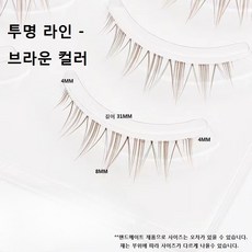 속눈썹 생얼 투명라인 블랙 칼라 브라운 속눈썹 8MM 5세트, (투명라인)브라운 5세트