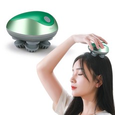 Pealy 전동 두피 마사지기 머리 마사지기 3단 강도 6가지 마사지 방법 IPX7 USB 충전, 초록색, 1개