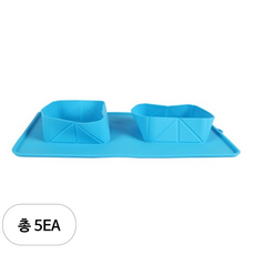 어반트 반려동물 실리콘 접이식 휴대용 밥그릇 + 가방 세트, 블루(밥그릇), 5세트