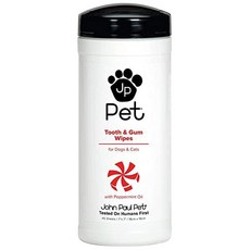 John Paul Pet Tooth & Gum Pet Wipes for Dogs and Cats 2 in 1 Infused with Peppermint Oil Safely, 치아와 잇몸 물티슈, 1개, 299.37g