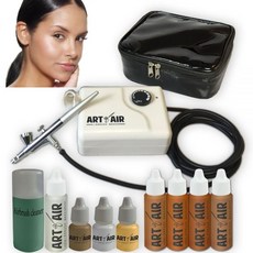 Art of Air TAN Complex 프로페셔널 에어브러쉬 화장품 메이크업 시스템 블러쉬 브론저 쉬머 프라이머 키트가 포함된 4pc 파운데이션 세트, 1개