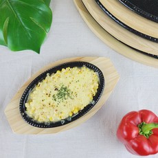 법랑 무쇠 주물판 스테이크판 받침 세트 콘치즈팬 장어 닭발 플레이팅용 생선구이, 화영 법랑 점타원 1호 목판, 화영 법랑 점타원 목판만(철판X), 1개
