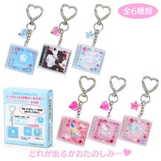 산리오 캐릭터즈 시크릿 CD풍 키홀더 B 6종 세트 헤이세이 팝 디자인 산리오 캐릭터 뽑기 귀여운 장난감 랜덤 미니어처 럭키 모으기 완구 키덜트