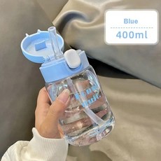 플라스틱 시피 컵 빨대 누출 방지 음료 경량 만화 물병, 1.blue, 1개