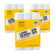 (NoBrand)화장지 3겹 33M 30롤 3팩/두꺼운휴지/가성비휴지, 90개