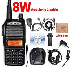 Baofeng UV-82 워키토키 듀얼 밴드 VHF/UHF FM 트랜시버 10km 장거리 사냥 양방향 햄 cb무전기 고출력 8W, 04 American, 01 8W add 1cable 1mic
