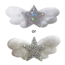 Sequins 스타 윙 셰이프 헤어핀 핫 걸스 플러시 헤어 클립 헤드드레싱 Y2K 스타일 바렛 귀여운 윙 헤어 클립 여성용