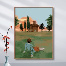 DIY 아크릴화 애니메이션 일러스트 캔버스 그림 그리기 세트 페인팅, A