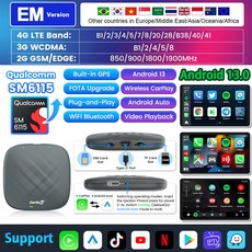 Carlinkit 무선 카플레이 Ai 박스 BMW 폭스바겐 기아 벤츠 4 + 64G LTE 플레이 스토어용 안드로이드, 01 Genuine Guarantee, 02 EAU 13.0 64G 8 cores