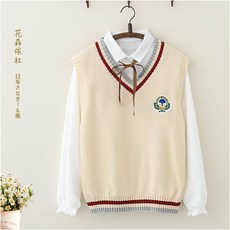 뜨개용실 가을옷 학원 무드 배지스티커 자수 조끼 스위트 글씨리본 룩