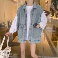 화이트데님자켓 유니크 20대 축제 여성 수입 크롭 여름 포켓 자수 청재킷 숏 가을 바시티 10대 상의 아우터