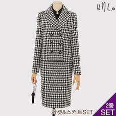 윈(une)[SET]클래식하운드투스더블자켓+스커트SET