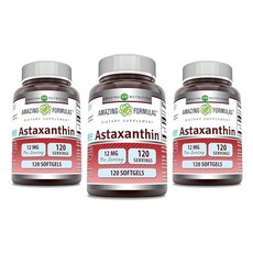 Amazing Formulas 아스타잔틴 12mg 소프트젤 보충제 | GMO 프리 글루텐 (30), 120정, 3개