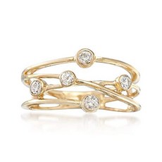 [꿈꾸는직구]다이아반지 로스 시몬스 0.25 ct. t.w. 14 캐럿 옐로우 골드 베젤 세트 다이아몬드 크리스탈 링 다이야반지