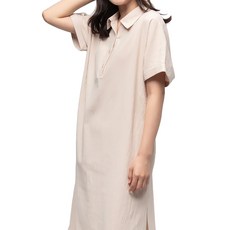 CARET 女款棉質短袖襯衫連身裙, FREE size, F, 米白