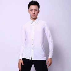 BLAVALLEY 남성 댄스복 상의 긴팔 셔츠 현대무용복JD02, 화이트